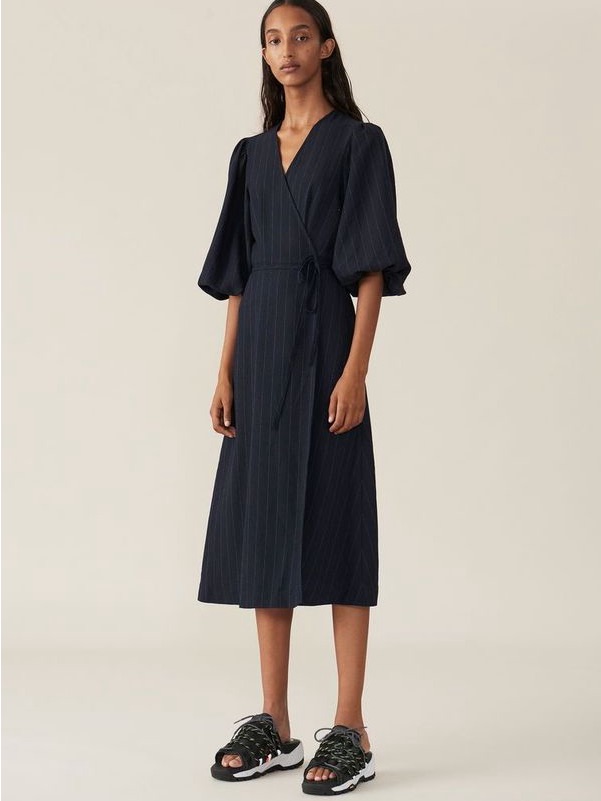 Ganni Heavy Crepe Wrap Dress